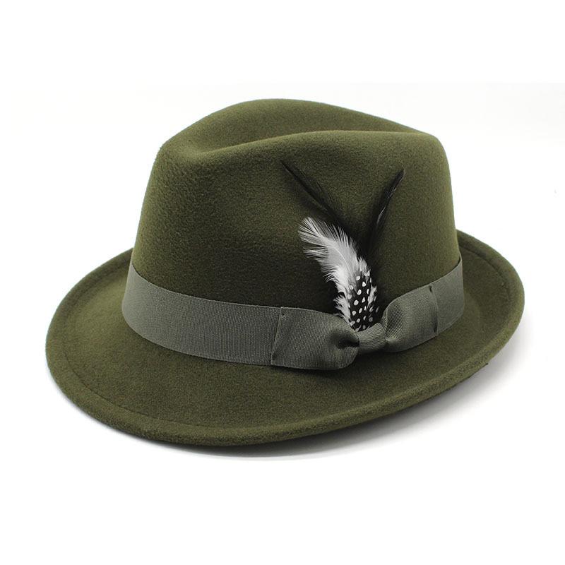 Cross-Border Amazon New Men'S Top Hat Feather Felt Hat Men'S Jazz Hat European And American High-End Hat Women