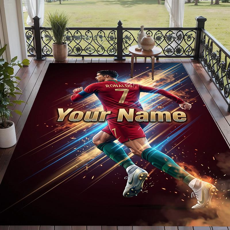 Custom Text Printed Rug Cristiano Ronaldo Non Slip Floor Carpet For Home Room Decor