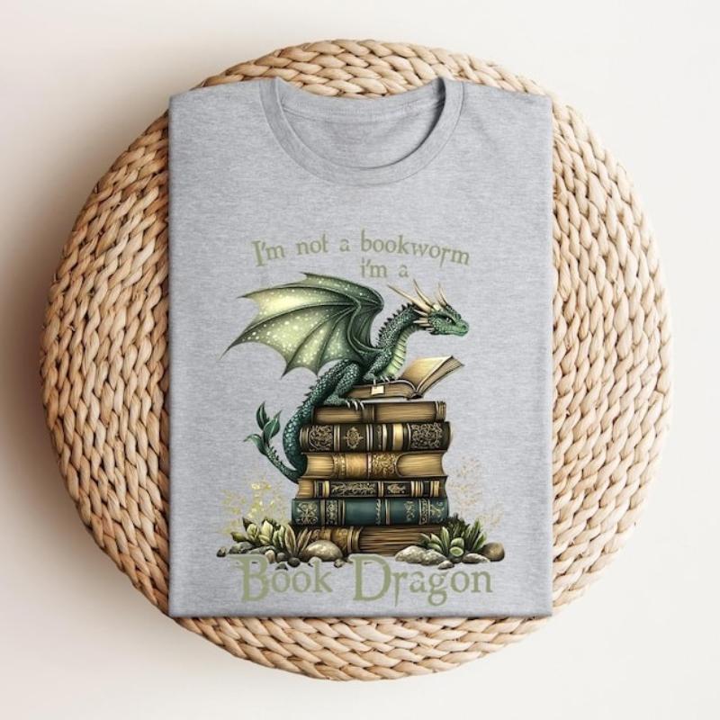 Book Dragon Cotton Tshirt Im Not A Bookw Shirt Fantasy Reading Hoodie Book Lover Bookworm Reading Gift for Her Ashion Soft Tee S