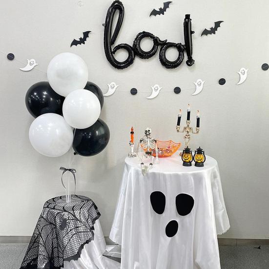 Halloween Ghost Tablecloth White And Black Ghostly Tablecloth Fun And Spooky Dining Table Accessory for Parties Candy Buffet Photo Backdrops