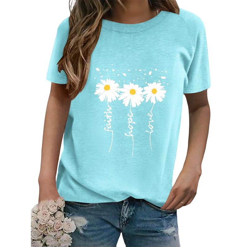 White Flowers Pattern T-Shirt For Women Pure Beautiful 3D Printed Short Sleeves Summer Leisure O-Neck T Shirts Loose Tops Tees