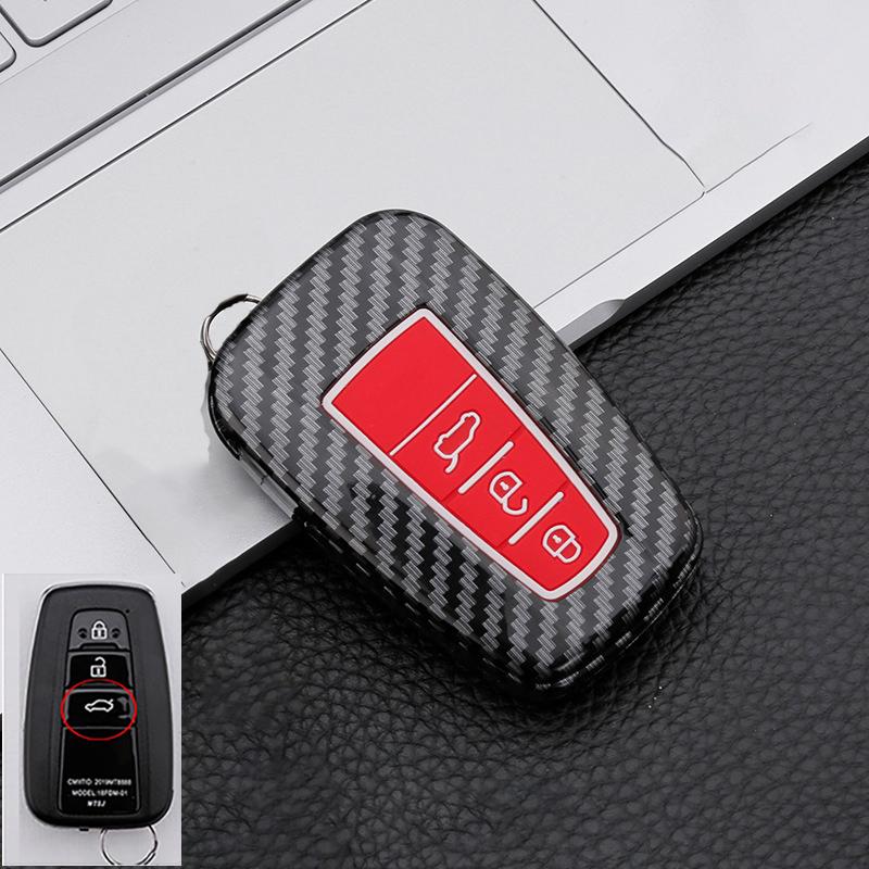 Carbon Fiber Auto Key Fob Case Cover Fit For Toyota C-Hr Chr Rav4 Rav 4 Corolla Camry Avalon Land Cruiser Prado Prius