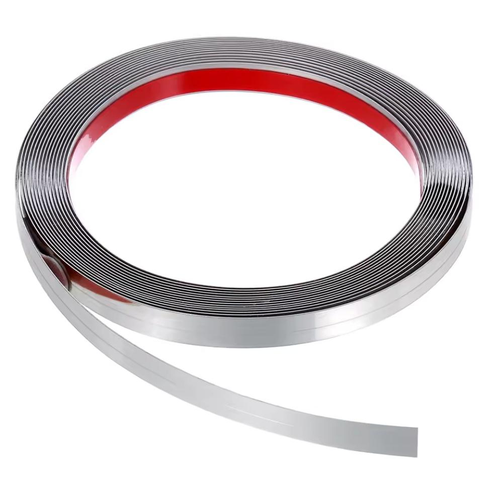 

1pc 5m/196.85inStainless Steel Decorative Strip Molding Wall Trim Tape Metal Strips Flexible Self Adhesive Edging Background 5m серебряный
