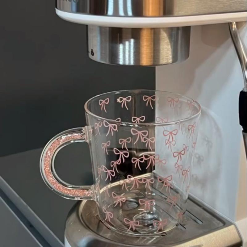 Love Glass Mug With Diamond Handle, High-Value Drinking Cup, Milk Coffee Cup For Girls