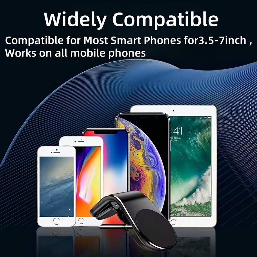 Universal L-Shaped Magnetic Phone Holder And Round Metal Plate Set, Minimalist Design, Suitable for Car Air Vent, Car Navigation Mount