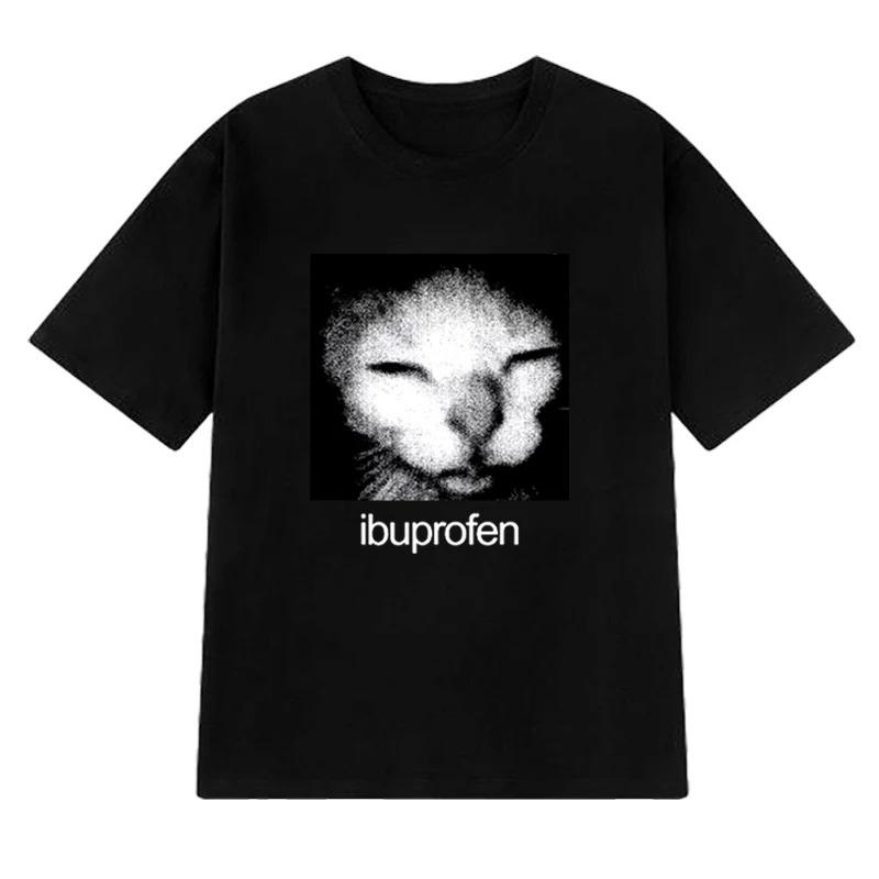 

Summer Funny Ibuprofen Cat Meme Graphic T Shirts Women Harajuku Vintage White Short Sleeve Tshirt Tops Summer Streetwear Y2K S