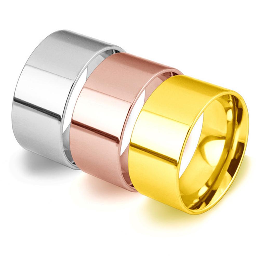 10mm Silver/Gold/Rose Gold Band Stainless Steel Women Men's Engagement Wedding Ring
