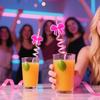 Bow Spiral Straw Cartoon Straw Drink Accessory Party Party 10pcs