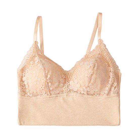 

Женский терможилет 2 в 1, бесшовный кружевной бюстгальтер с регулируемыми бретелями на осень-зиму M телесный