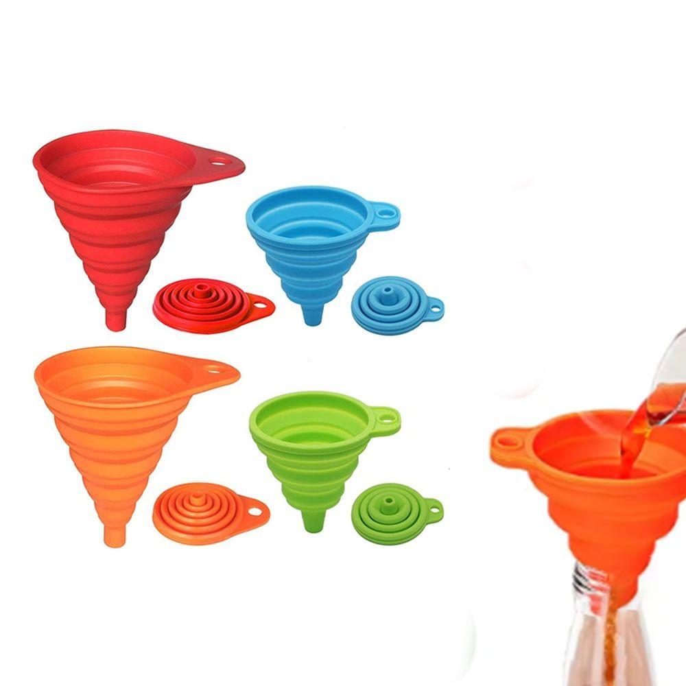 4Pcs Drain Foldable Funnel Mini Collapsible Funnel Multifunctional Silicone Funnel  Beer Dispensing