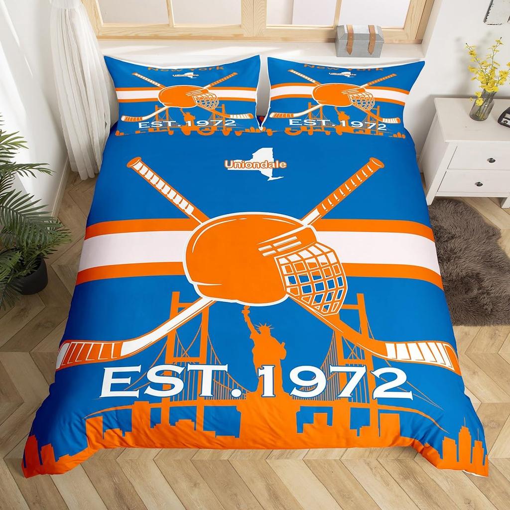 Comforter Ice Hockey Bedding Set Twin Size Kids Hockey Player Comforter Set For Boys Girls Teens Sports Theme