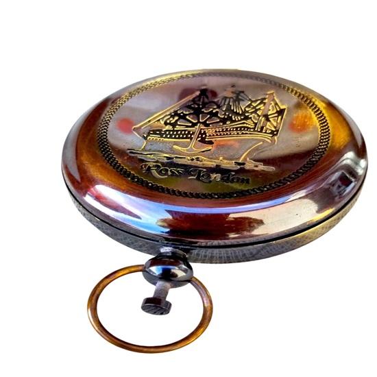 Handmade Brass Pocket Compass,Push Button, Ross London