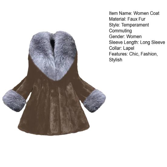 Manteau Ouvert pour Femme avec Col et Poignets en Fausse Fourrure Veste Décontractée à Manches Longues et Poilue Automne Hiver Vêtement d'Extérieur Doux et Chaud