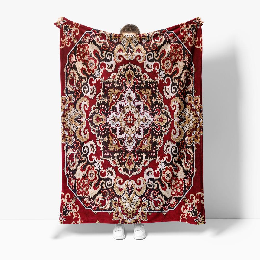 

Retro Bohemian pattern Flannel printed blanket suitable for all seasons suitable for living room office sofa and travel 75x100cm
