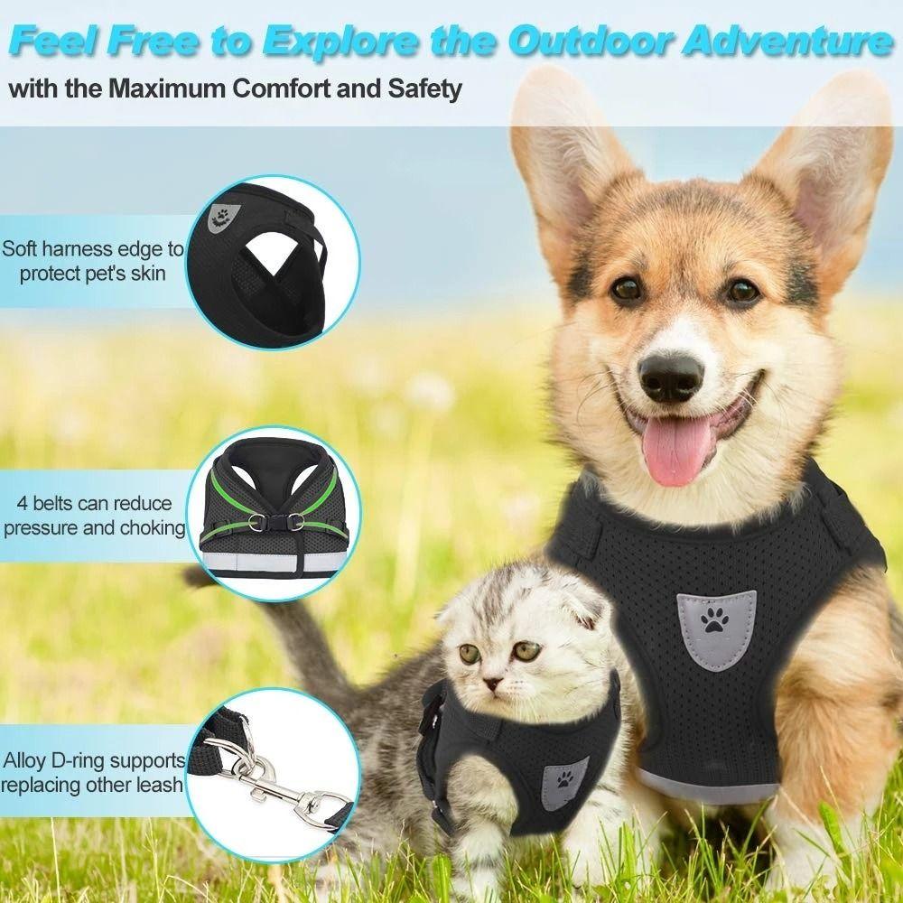 Polyester Pet Chest Strap Mesh Pet Vest Harness Dog Cat Accessories Cat Dog Harness  Pet