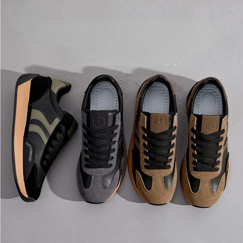 Platformowe Sneakersy Casualowe dla Mężczyzn Miękka Podeszwa Buty do Biegania Moda Casual Skóra PU Oddychające Zwiększające Wysokość Grube Buty na Deskę
