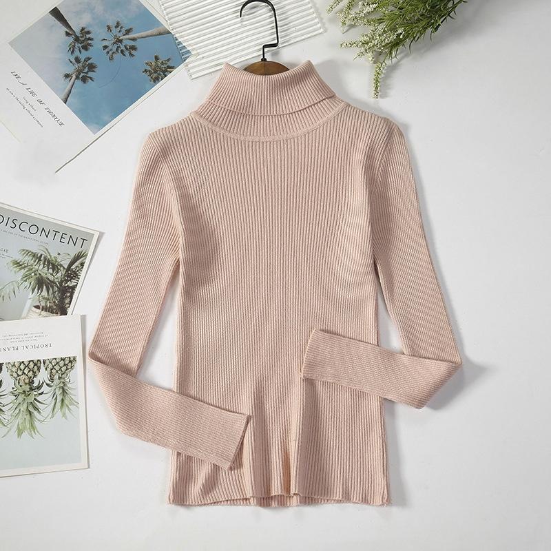 Women's Classic Versatile Temperament High Neck Knitted Base Sweater Pullover Knitted High Neck Sweater