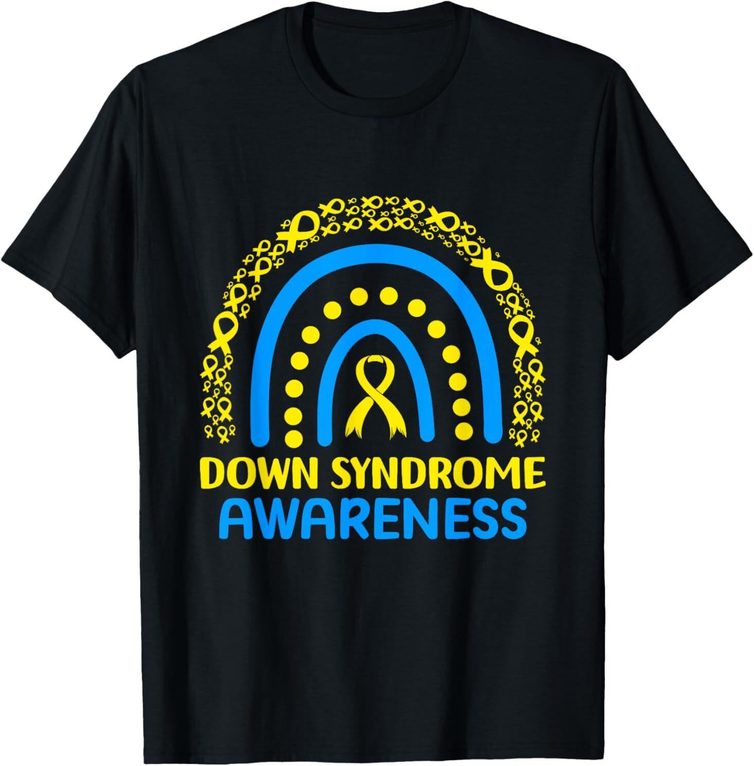 Rainbow World Down Syndrome Awareness for Men Women Kids T-Shirt L