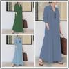Cotton-Linen Long Sleeve Lapel Pocket Shirt Dress