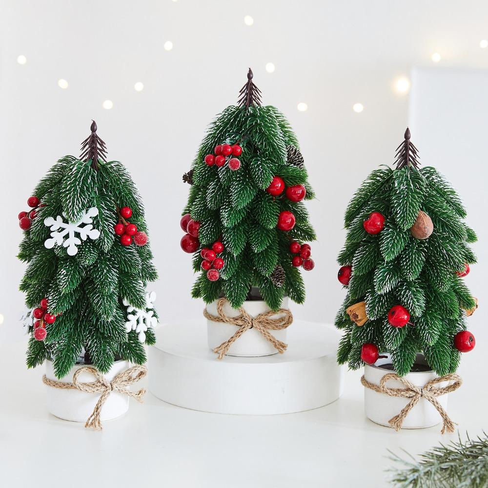 Artificial Christmas Tree Ornament Mini Christmas Tree Potted Plants Desktop Christmas Tree  Xmas