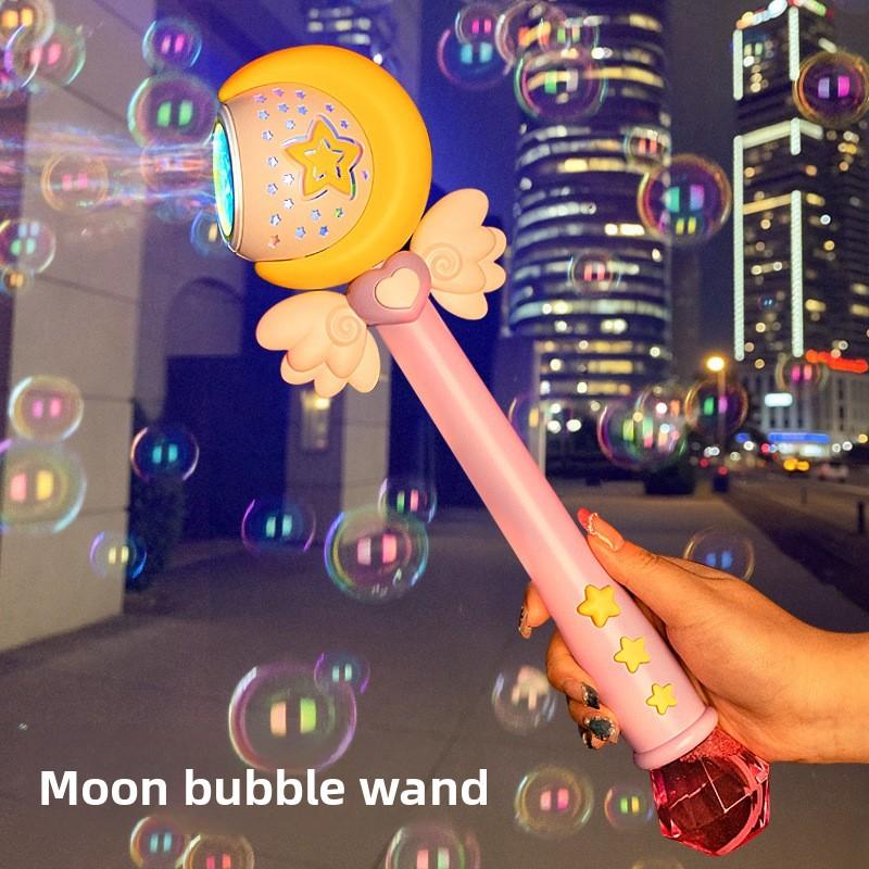 Childrens Moon Bubble Machine With Lightup Magic Wand For Girls Night Market Toy Play