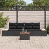 Ensemble de canapés de jardin vidaXL 5 pièces avec coussins en rotin noir poly 3356688