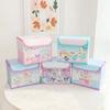 Hello Kitty Kuromi Cinnamoroll Melody Grid Pattern Foldable Flip Storage Box For Office And Bedroom Storage