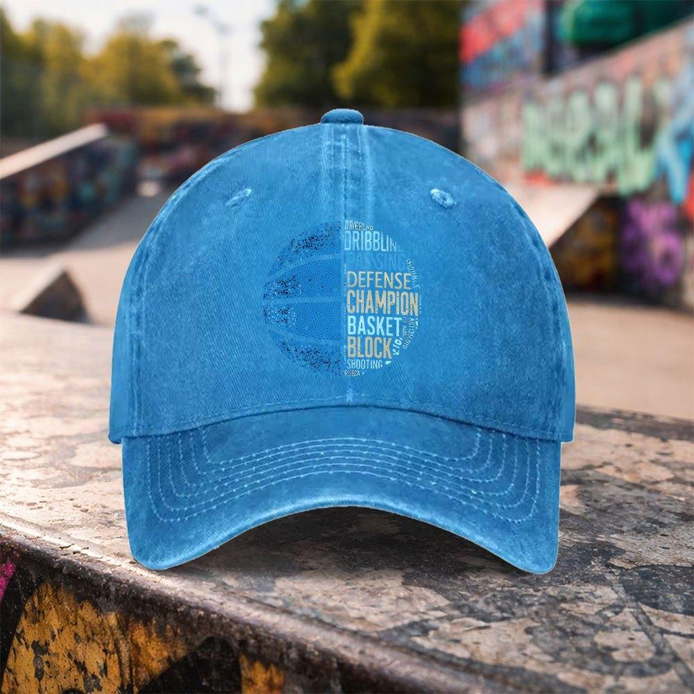 Pc Casual Fashion Basketball Sports Pattern Printed Washed Baseball Cap Premium Versatile Outdoor Accessory Unisex Duckbill H