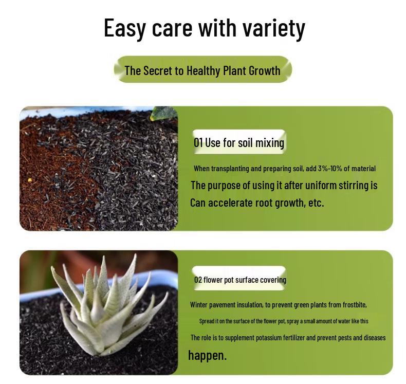Carbonized Rice Husk Fertilizer: Orchid, Succulent, Vegetable Soil Amendment.