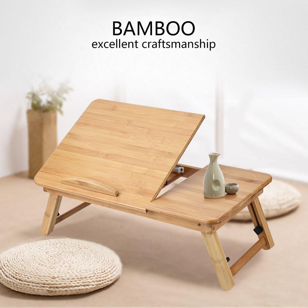 Taşınabilir Katlanabilir Ahşap Bambu Bilgisayar Dizüstü Bilgisayar Masası Kanepe Yatak Dizüstü Bilgisayar Standı 50*30