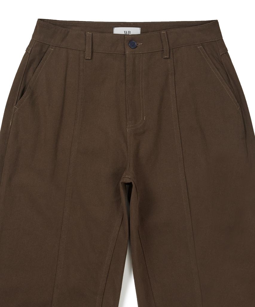 WEST GRAND BOULEVARD Wide Curved Line Cotton Pants Brown