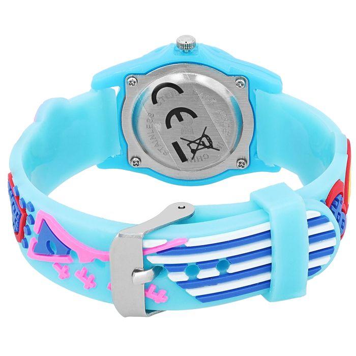 Montre enfant - QBOS - QBOS - Bleu - Boîtier 28 mm - Bracelet silicone multicolore (cœur)