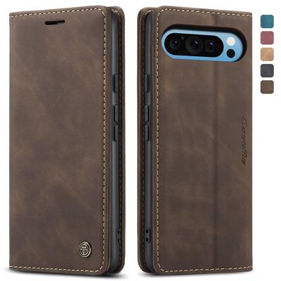 Husă Retro de Lux pentru Google Pixel 9 Pro XL Sloturi Multiple pentru Carduri Funcție de Suport Husă Telefon pentru Pixel 9a Portofel din Piele