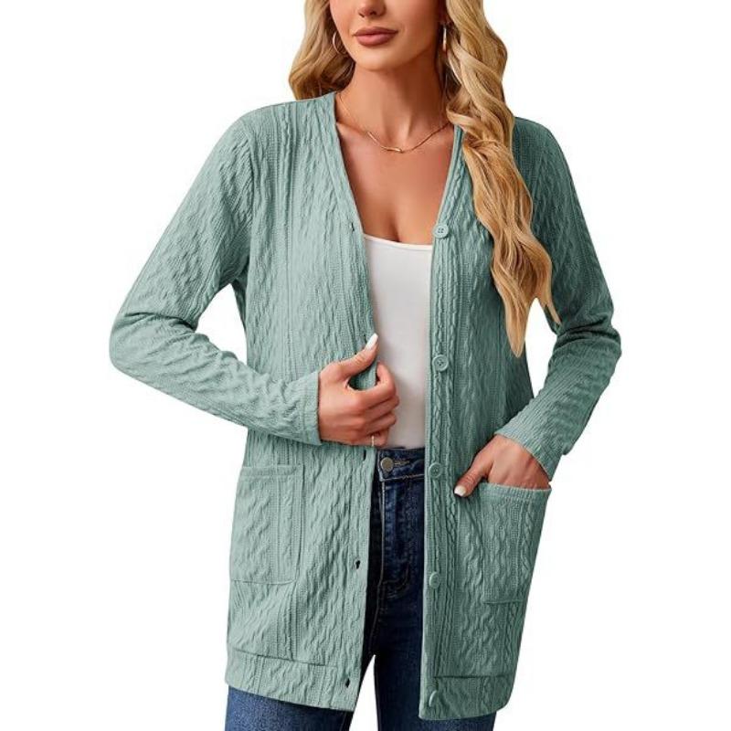 YYFS Women's Fashion Casual Fall Winter Solid Color Print Long Sleeve Sweaters