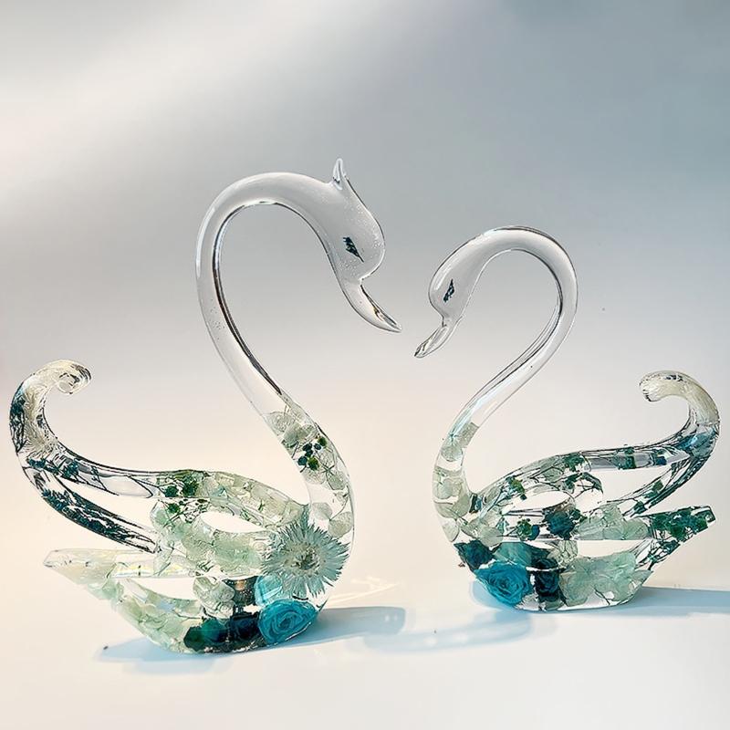 Diy Crystal Aromatherapy Gypsum Swan Epoxy Glue Silicone Mold Table Soft Ceramic Plaster Ornament Diy Crafts Decorations