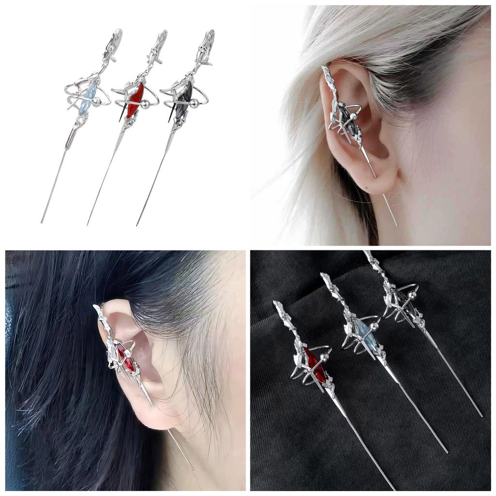 Gothic Dark Aesthetic Piercing Earring Stylish Ear Needle Surround Auricle Diagonal Stud for Nightclub and Party Wear