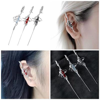 Gotik Karanlık Estetik Piercing Küpe Şık Kulak İğnesi Kulak Kıkırdağını Çevreleyen Çapraz Saplama Gece Kulübü ve Parti Kıyafeti İçin