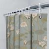 Delicate Floral Print Shower Curtain Elegant Green Gold Water Lily Design For Bathroom Decor Waterproof Fabric With Hook Rings S