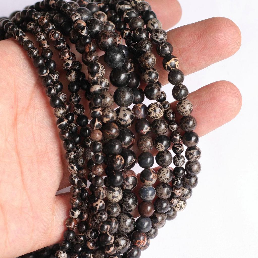 Natural Emperor Pine Round Stone Beads (4-6-8-10mm) - DIY Jewelry Accessories, Semi-finished Loose Strands
