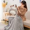 Cute Flannel Cartoon Pillow Quilt Soft Storage Design Animal Pillow Blanket Comfortable Stuffed 2 In 1 Cushion Blanket Office