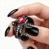 Skull Gothic Heart Matching Couple Rings, Promise Band Rings for Men and Women, Romantic Anniversary Jewelry Gift