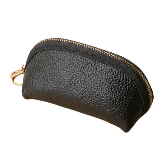 Car Key Case Faux Leather Key Bag Key Chain Pouch Zippered Car Key Bag with Metal Ring for Men Women