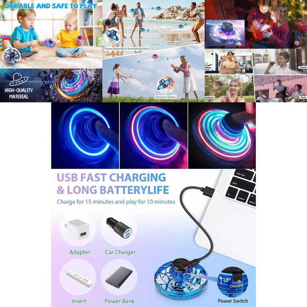 Vibrant Spinning Ufo Fidget Toy For Kids With Led Lights And Usb Charging