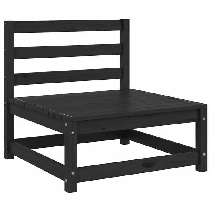 VidaXL Canapé Central de Jardin Canapé Central de Patio Meuble de Terrasse Canapé de Jardin Extérieur Arrière-Cour Noir Bois 805669