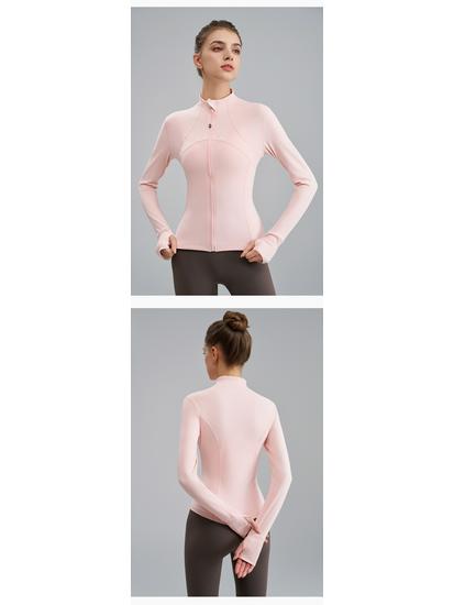 Nude Feel Women's Slim Fit Long Sleeve Yoga Jacket: Stand Collar, High-End Autumn/Winter Fitness Apparel