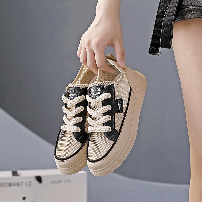 

24 летние новые туфли Tide маленькие белые женские студенческие туфли для серфинга сетчатые дышащие спортивные повседневные туфли 101 35 чёрный