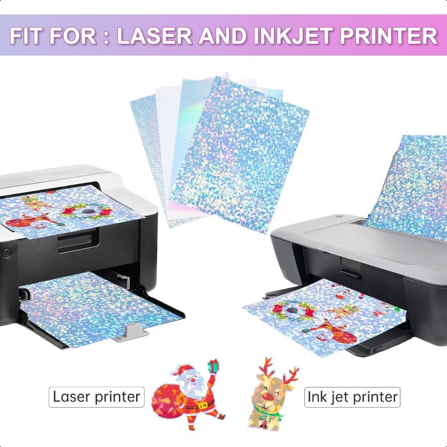 20 Sheets Holographic Sticker Paper for Inkjet and Laser Printer 8.5x11 Inch Printable Vinyl Holographic Sticker Paper SelfAdhe