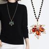Maple Leaf Crystal Sweater Necklace: Autumn/Winter Fashion Long Pendant Charm Accessory
