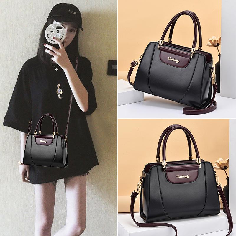 Women's bag 2025 new trendy simple portable women's big bag fashionable and elegant large capacity contrasting color shoulder messenger bag