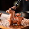 Handmade Purple Clay Zodiac Horse Tea Pet Ornament for Tea Ceremony Decoration
